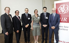 IIR Forum v.l.: Harald Schäffler (Schäffler Consult), Johann Grünberger (OÖ Ferngas),  Harald Proidl (E-Control), Maria Reiffenstein (Bundesministerium für Arbeit, Soziales und Konsumentenschutz), Robert Tesch, (Siemens) und Reinhard Brehmer (Wien Energie).